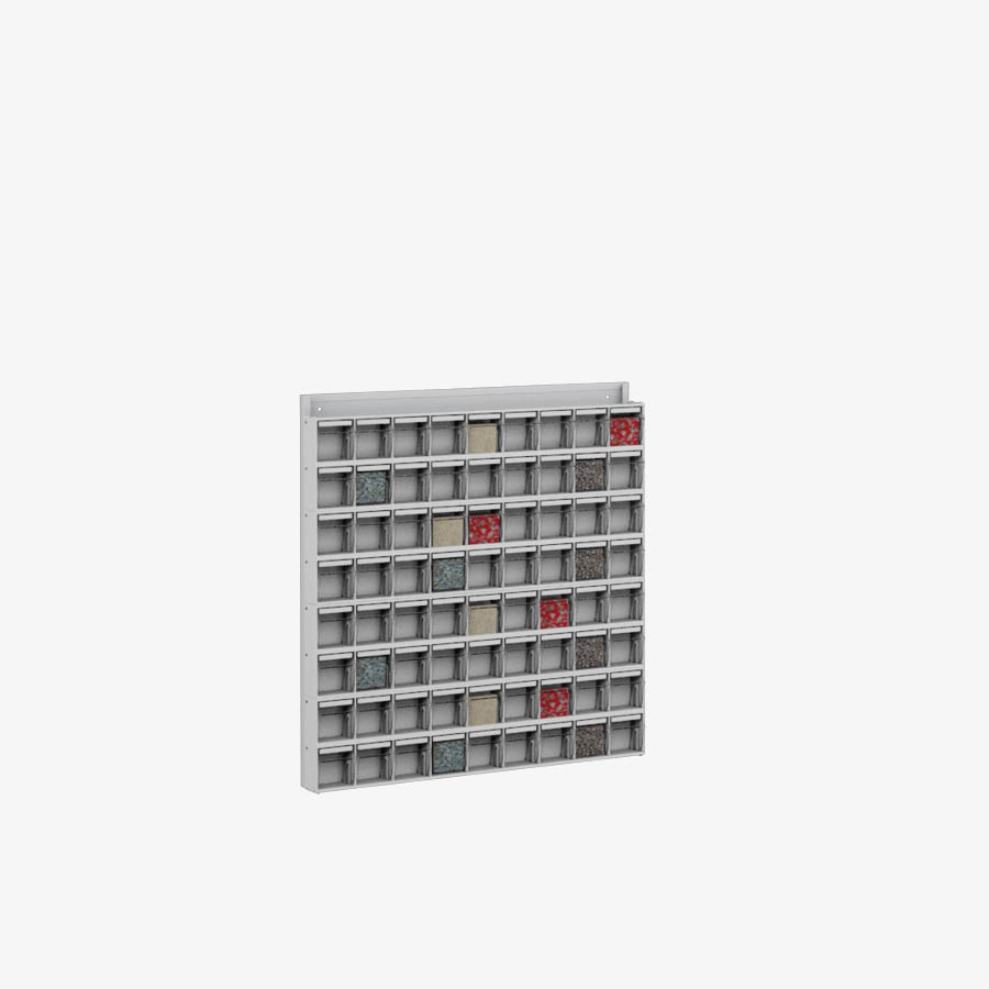 Wall rack with 72 compartments