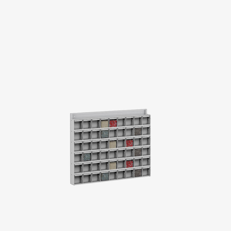 Wall rack with 54 compartments