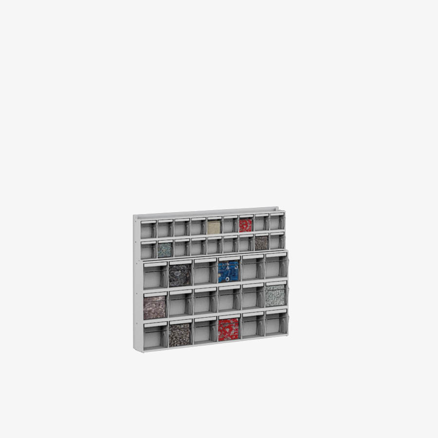 Wall rack with 36 compartments
