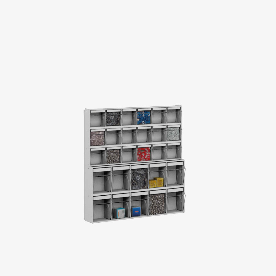 Wall rack with 28 compartments