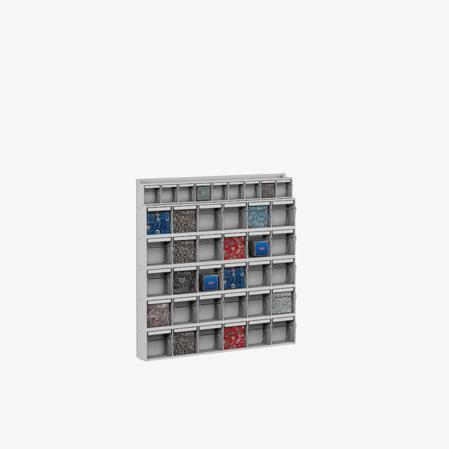 Wall rack with 39 compartments