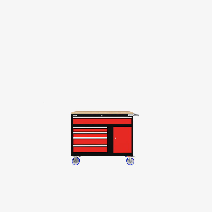 Mobile toolbox with 5 drawers and 1 door