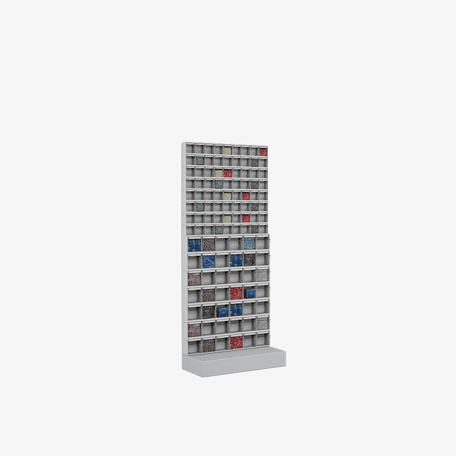 Free standing rack with 114 compartments