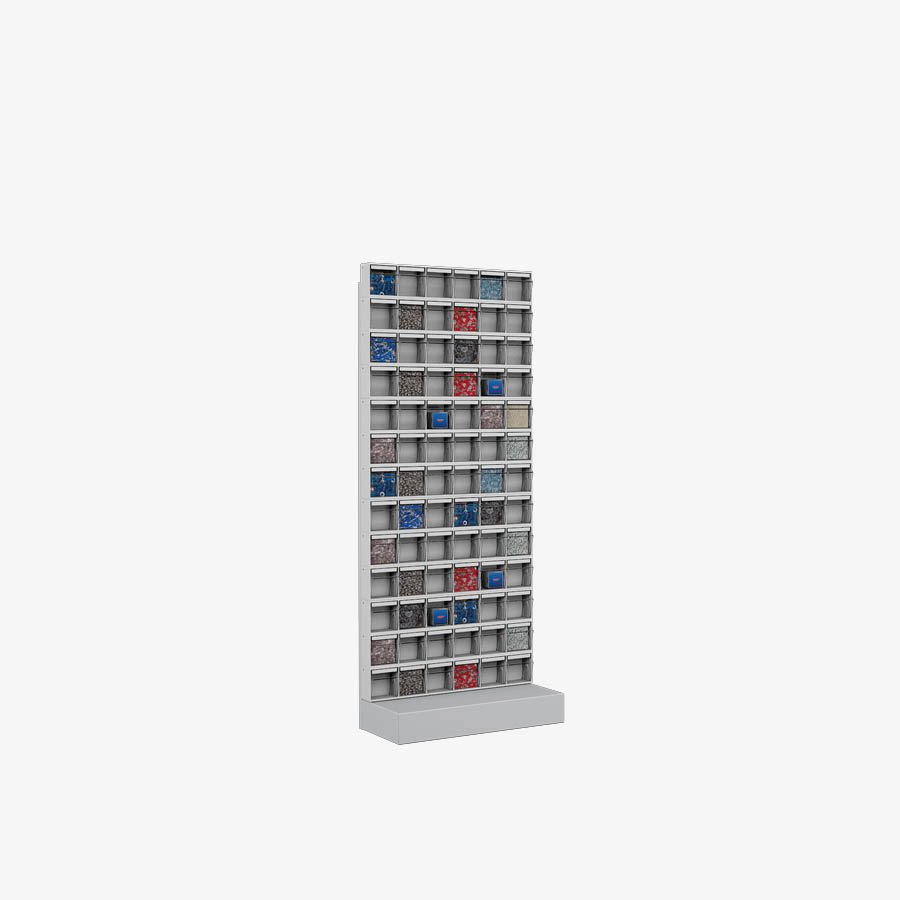 Free standing rack with 78 compartments