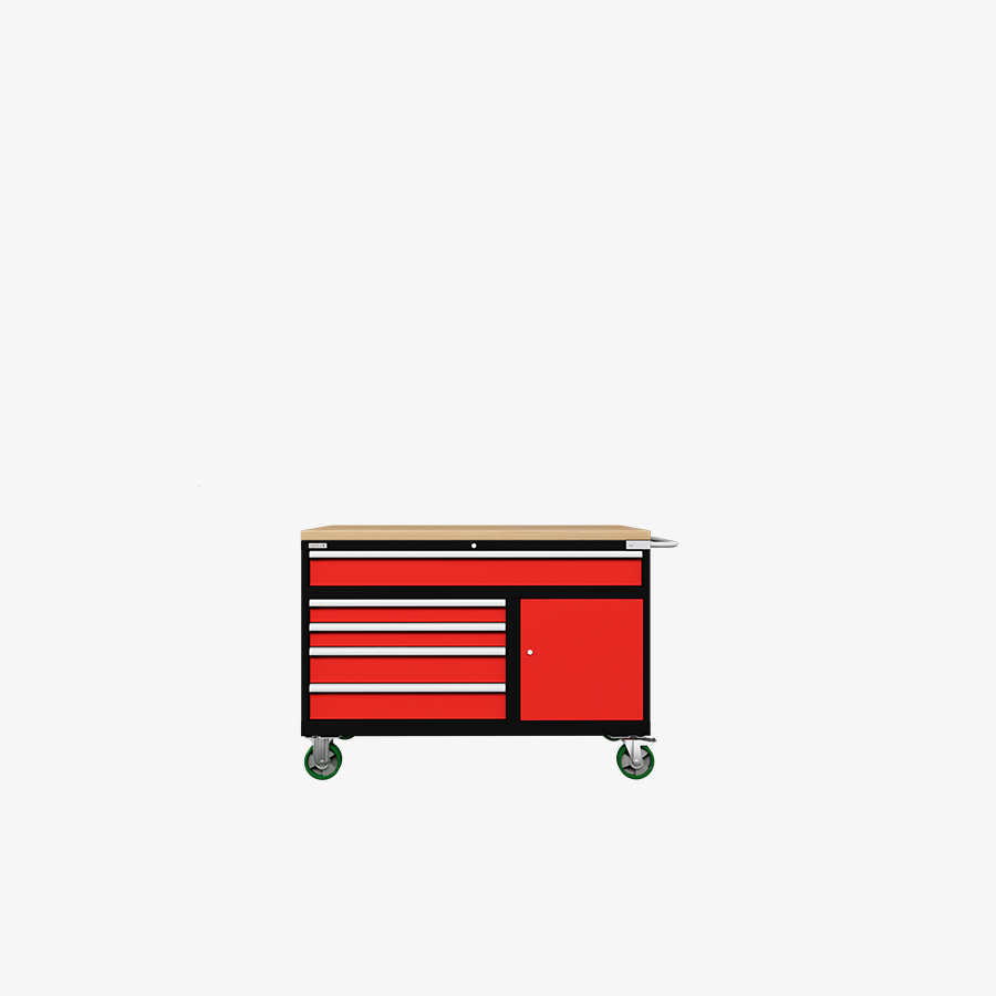 Mobile toolbox with 5 drawers and 1 door