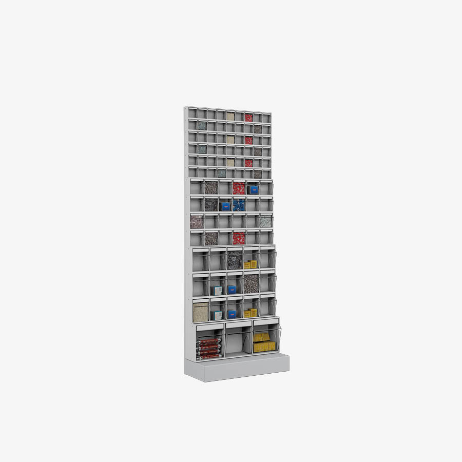 Free standing rack with 96 compartments